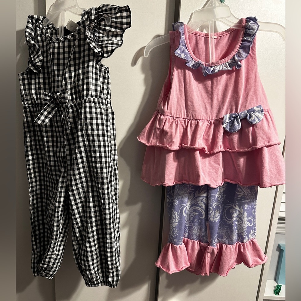Pink and Black Gingham Kids Dresses